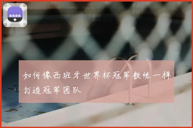 如何像西班牙世界杯冠军教练一样打造冠军团队